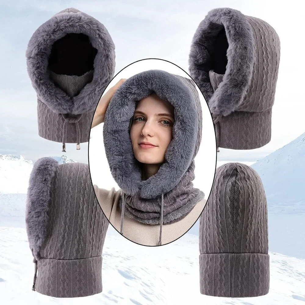 Winter Balaclava Hats Women Warm Thick Fluff Beanie Adult Neck Face  Cover Cap - Picture 3 of 7